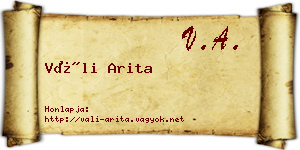 Váli Arita névjegykártya